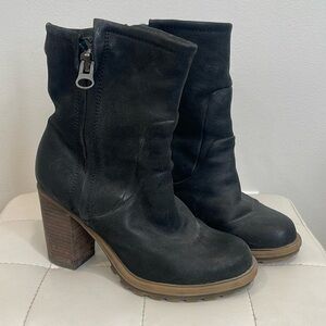 Aldo Double Zipper Faux Fur fold-over high heel bootie size 7/7.5